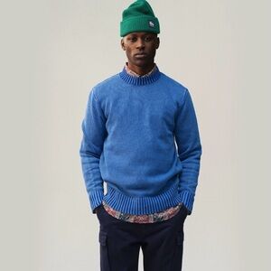 Classic Vintage 100% Cotton L.L. Bean Crewneck Sweater in Blue Knit Sz M